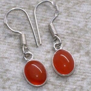 Carnelian Gemstone 925 Sterling Silver Handmade Drop Dangle Earrings
